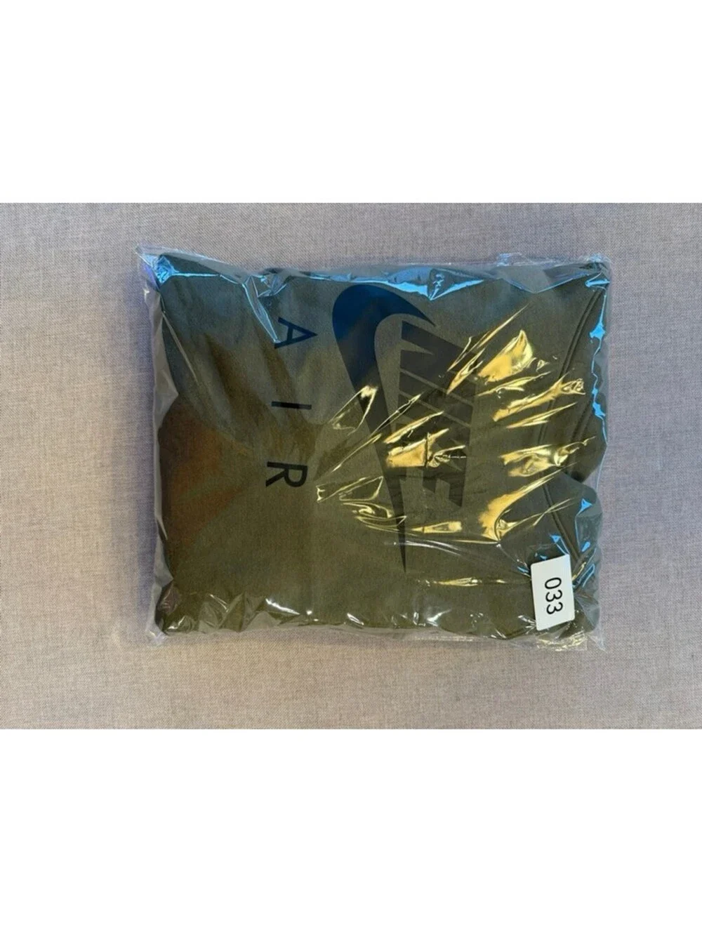 Nike Air Olive Green Hoodie Sweatshirt Size Large with Logo Tape Detail